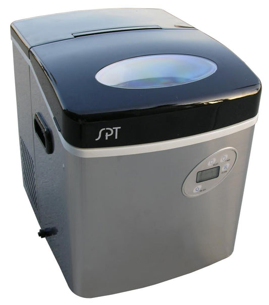 SPT 35-lb Countertop or Portable Bullet Ice Maker (Stainless Body, Black Lid)