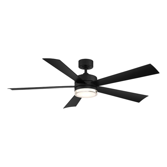 Modern Forms Wynd 52-in Matte black Integrated LED Indoor/Outdoor Smart Ceiling Fan with Light and Remote (5-Blade) FR-W1801-52L-MB
