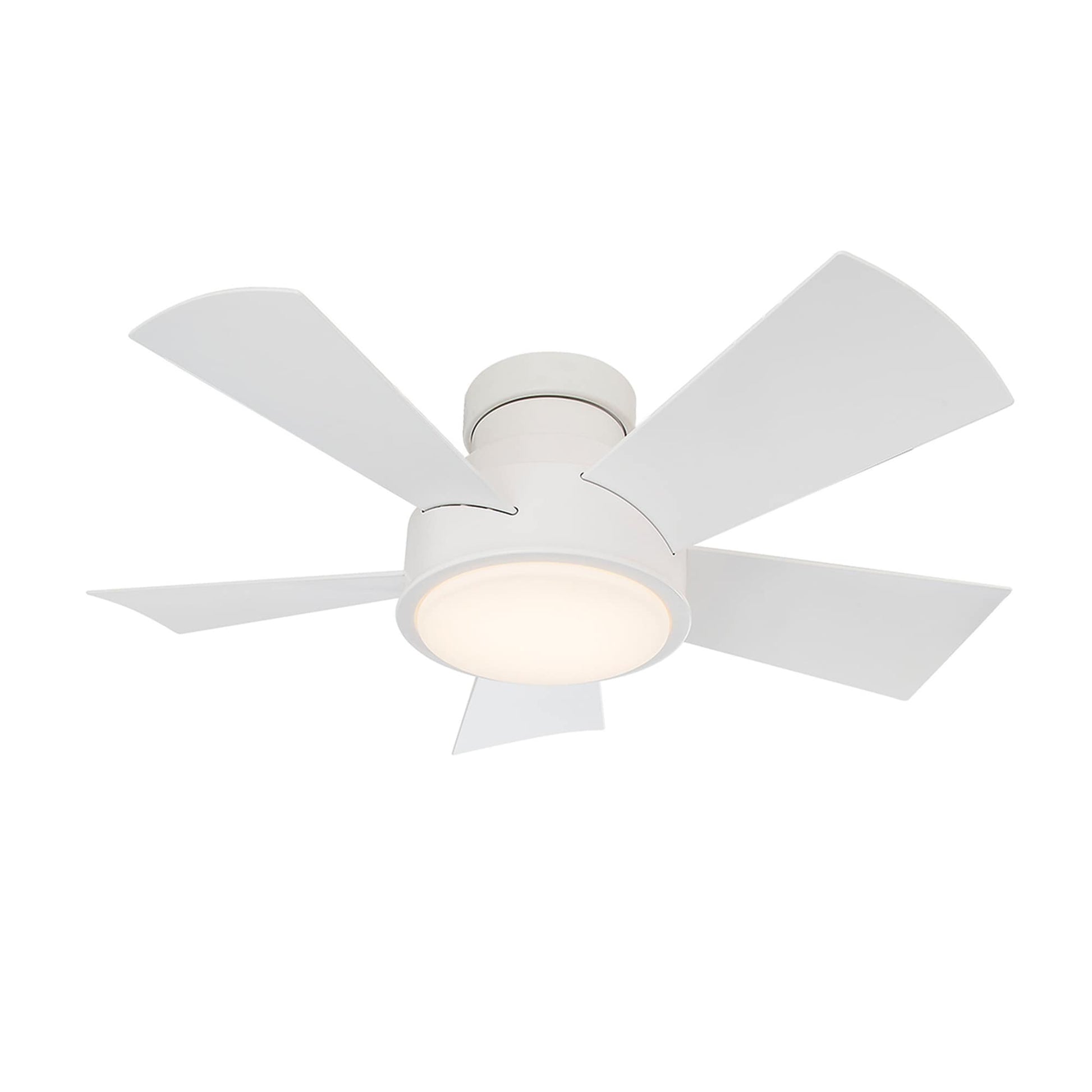 Modern Forms Vox 38-in Matte White Integrated LED Indoor/Outdoor Flush Mount Smart Ceiling Fan with Light and Remote (5-Blade) FH-W1802-38L-MW