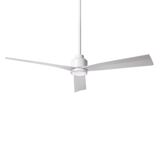 WAC Lighting Clean 52-in Matte White Integrated LED Indoor/Outdoor Smart Ceiling Fan with Light and Remote (3-Blade) F-003L-MW