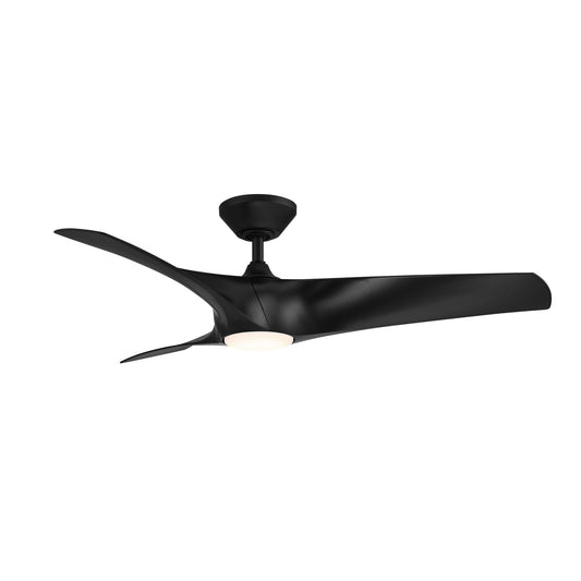 Modern Forms Zephyr 52-in Matte black Integrated LED Indoor/Outdoor Smart Ceiling Fan with Light and Remote (3-Blade) FR-W2006-52L-MB