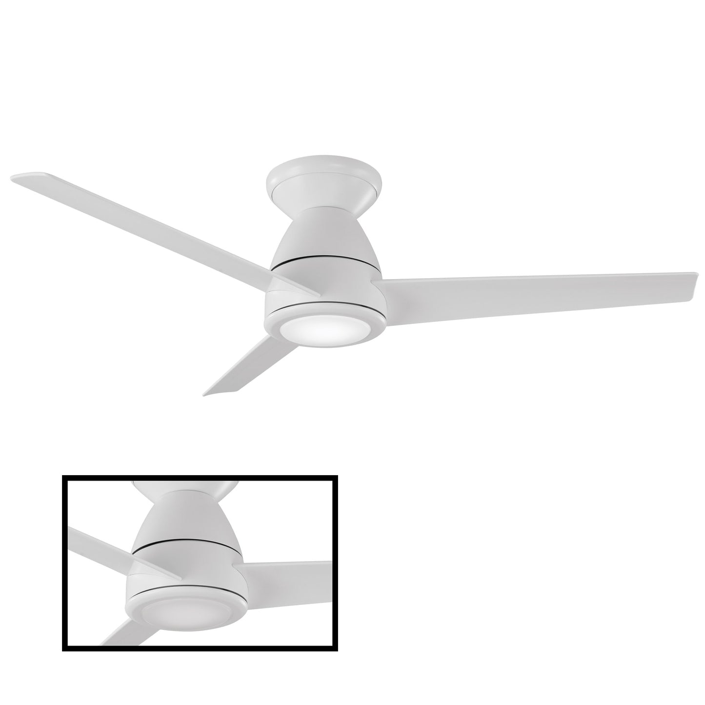 Modern Forms Tip Top 44-in Matte White Integrated LED Indoor/Outdoor Flush Mount Smart Ceiling Fan with Light and Remote (3-Blade) FH-W2004-44L-MW