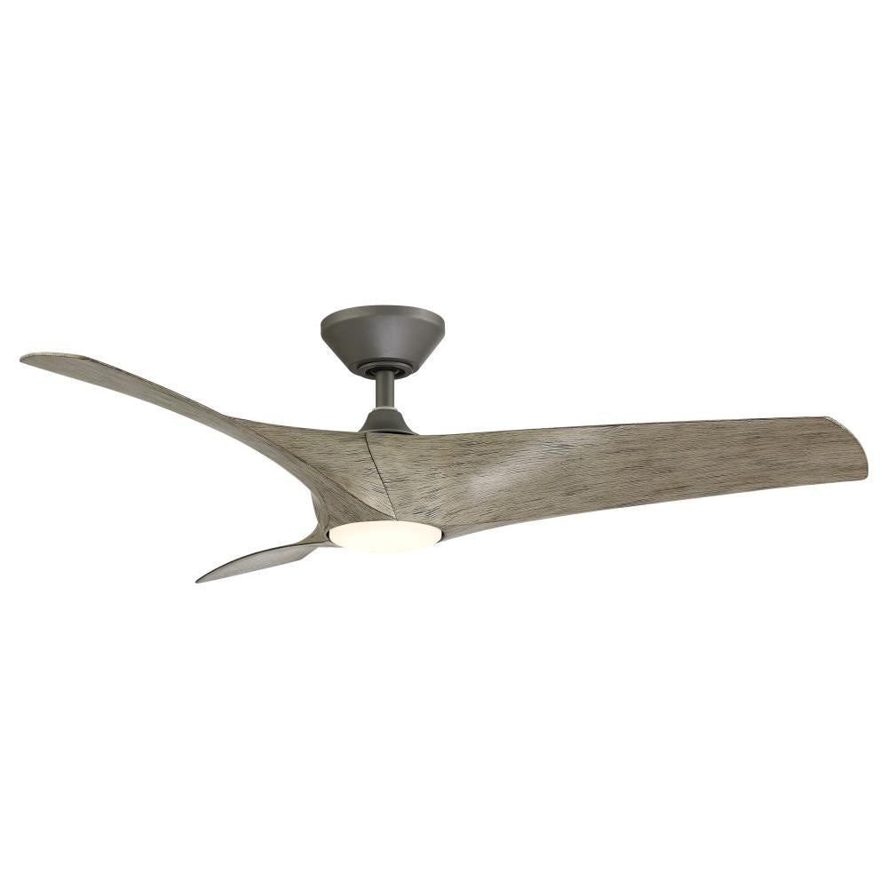 Modern Forms Zephyr 62-in Graphite with Graphite Weathered Wood Blades Integrated LED Indoor/Outdoor Smart Ceiling Fan with Light and Remote (3-Blade) FR-W2006-62L-GH/WW