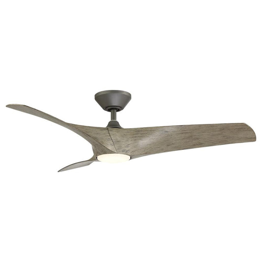 Modern Forms Zephyr 62-in Graphite with Graphite Weathered Wood Blades Integrated LED Indoor/Outdoor Smart Ceiling Fan with Light and Remote (3-Blade) FR-W2006-62L-GH/WW