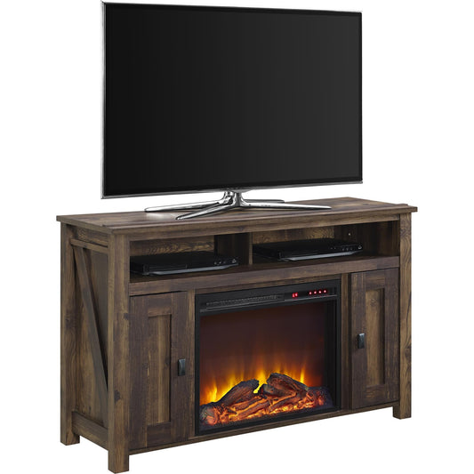 Ameriwood Home 47.6875-in W Rustic TV Stand with Fan-forced Electric Fireplace 1794096COM