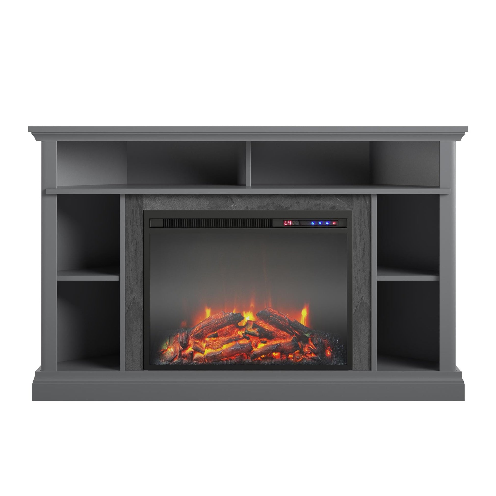 Ameriwood Home 47.625-in W Graphite Grey TV Stand with Fan-forced Electric Fireplace 1805408COM