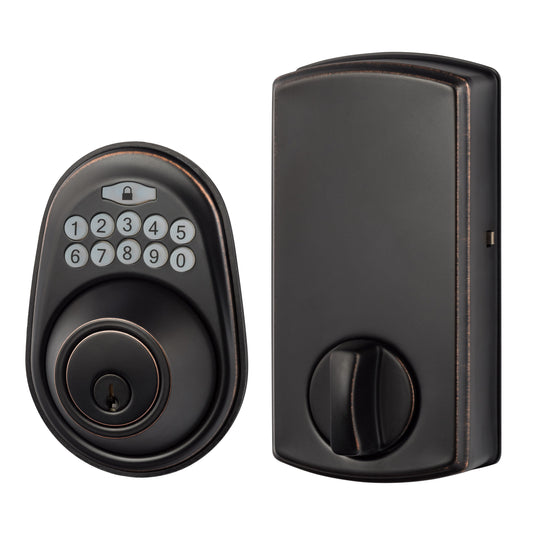 Sure-Loc Hardware Electronic Deadbolts Vintage Bronze Electronic Deadbolt with Keypad DK201-RD 11P