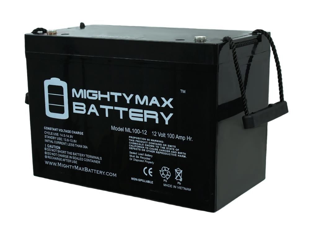 Mighty Max Battery 12V 100Ah SLA Battery for Off Grid Solar Panels Rechargeable Sealed Lead Acid 121000 Backup Power Batteries ML100-1295
