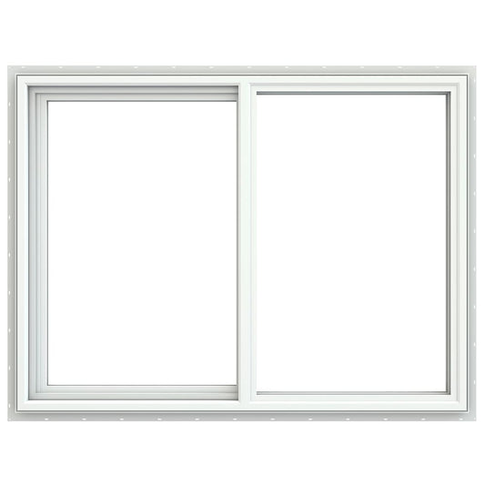 JELD-WEN V-4500 47-1/2-in x 35-1/2-in White Exterior White Interior Left-Handed Vinyl Sliding Window Double strength (Full Screen Included)