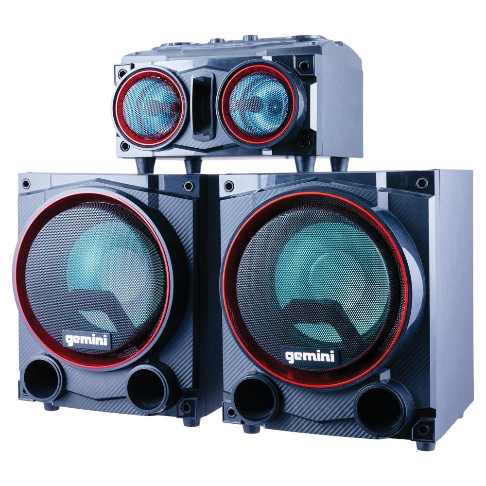 Gemini Home Stereo System with Bluetooth, FM Radio, USB, and SD Playback, Dual 8-inch Woofers, Black GSYS-2000