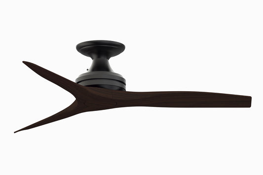 Fanimation Spitfire 48-in Outdoor Flush Mount Black with Dark Walnut Blades Propeller Ceiling Fan Light Kit Compatible - Remote Included ( 3 -Blade ) 3073158