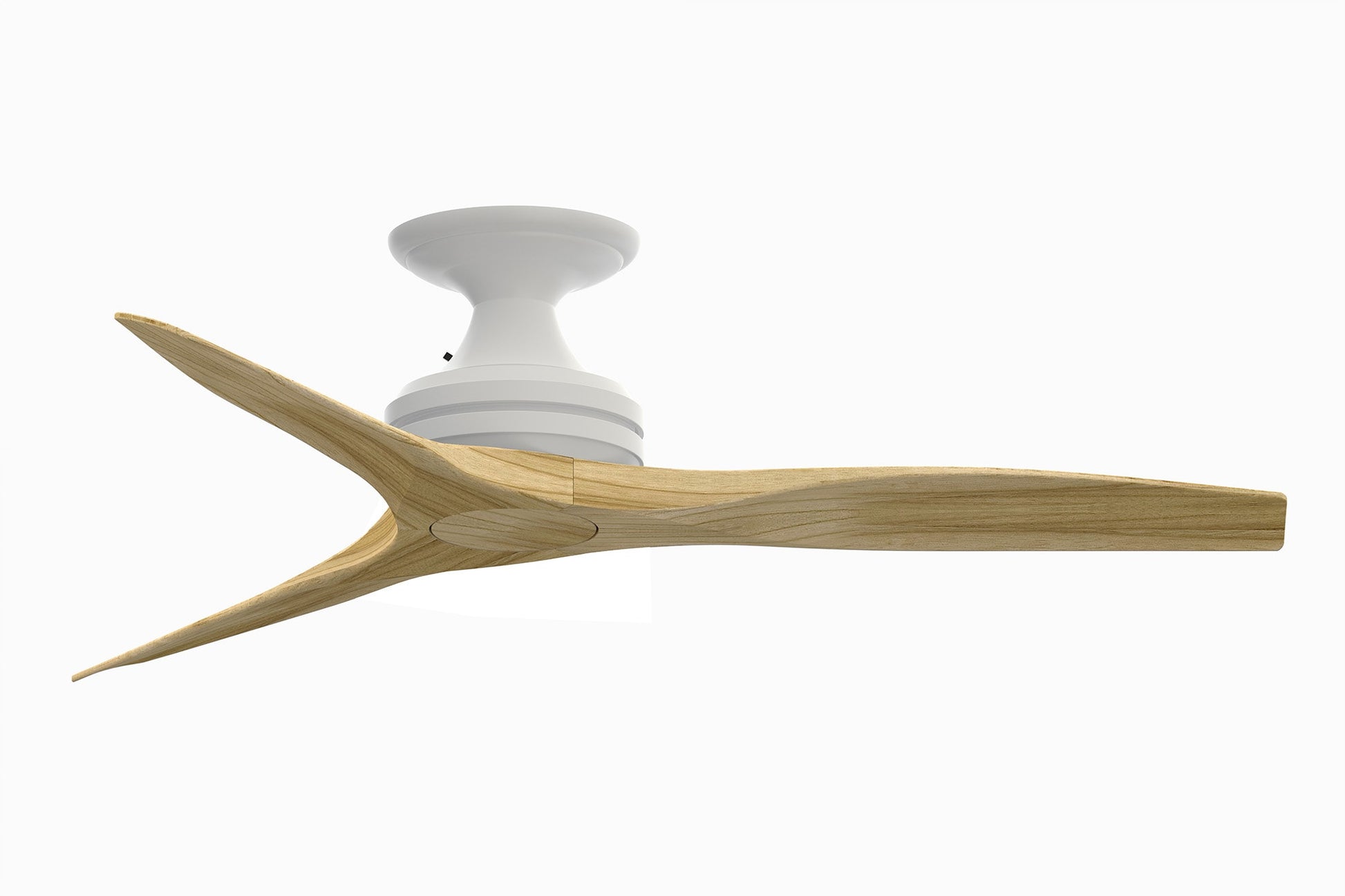 Fanimation Spitfire 48-in Outdoor Flush Mount Matte White with Natural Blades Propeller Ceiling Fan Light Kit Compatible - Remote Included ( 3 -Blade ) 3073248