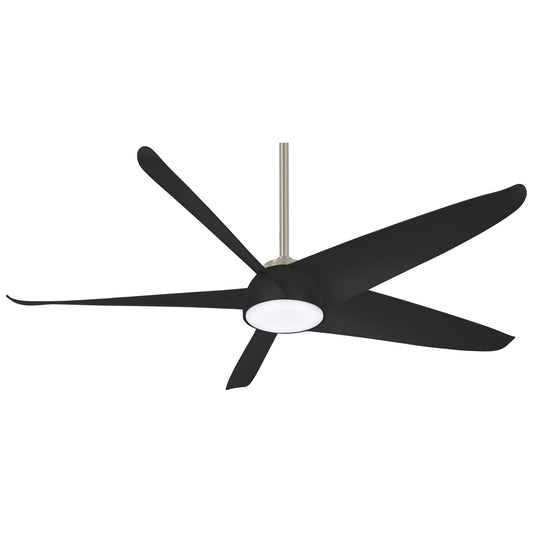 Minka Aire Ellipse 60-in Brushed Nickel with Coal Blades Integrated LED Indoor Smart Ceiling Fan with Light and Remote (5-Blade) F771L-BN/CL