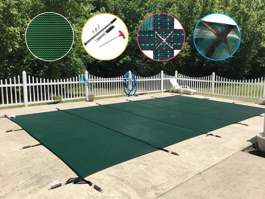 WaterWarden 20-ft x 12-ft Pool Safety Cover In-Ground Polypropylene Safety and winter Rectangle Pool Cover