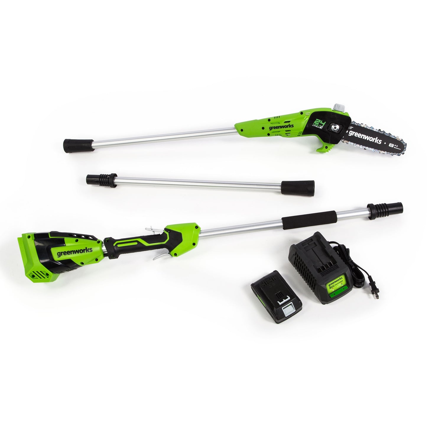 Greenworks 24-volt 8-in 2 Ah Battery Pole Saw (Battery and Charger Included) PS24B210