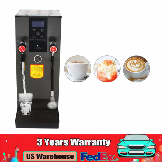 2500W Commercial Steam Water Boiling Machine Espresso Coffee Milk Foam Maker 12L