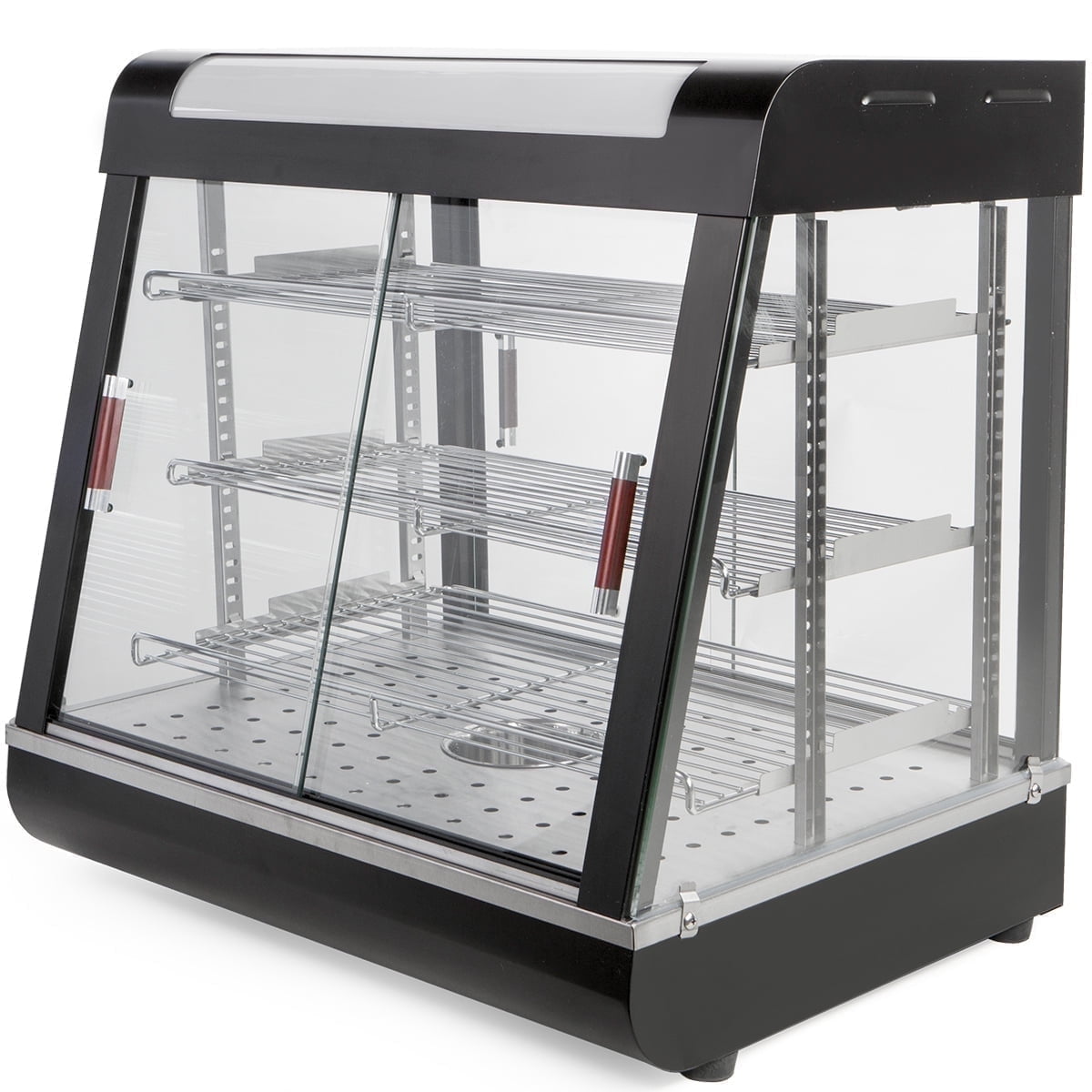 Barton 27" Countertop Commercial Food Warmer Display, 3-Tier Pizza Pastry Case w/LED, Removable Shelves