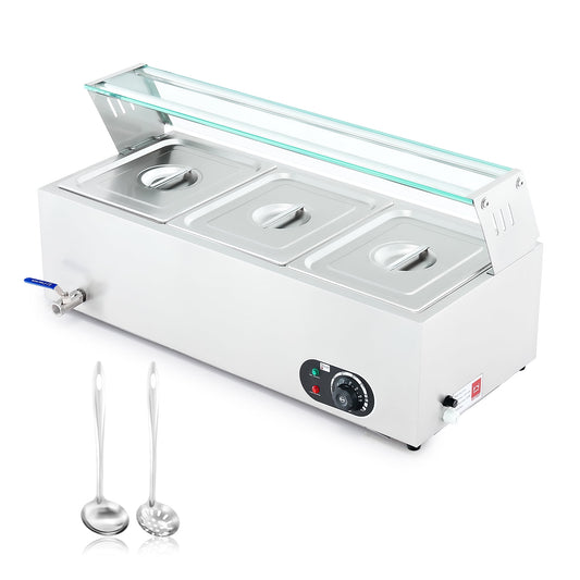 3 Pan Commercial Food Warmer for Party Hotel Buffet 30 qt Bain Marie Food Warmer
