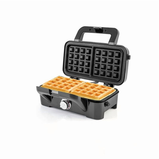 3-in-1 Sandwich Maker with Non-Stick Plates - Waffle Iron & Grill - Adjustable Temp - Compact Kitchen Appliance Black