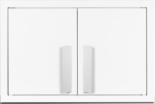 Summit Appliance CAB1812WHITE 18' Wide Wall Cabinet with Powder Coated Metal Construction in a White Finish with Two Shelves, French Doors, and Angled Steel Handles