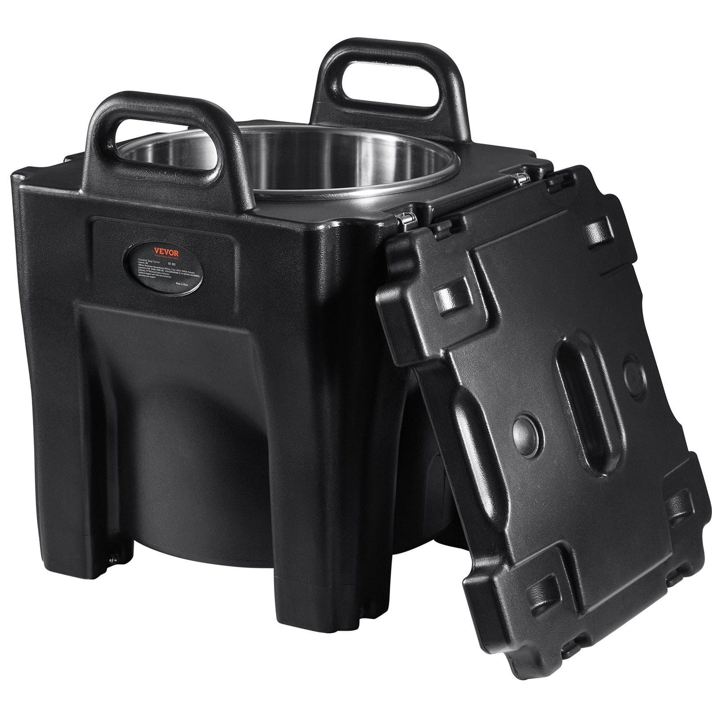 32Qt Insulated Food Pan Carrier, Stackable Catering Hot Box with Stainless Steel Inner Barrel, Top Load LLDPE Food Warmer for Restaurant Buffet Canteen, Black