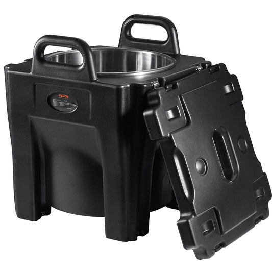 32Qt Insulated Food Pan Carrier, Stackable Catering Hot Box with Stainless Steel Inner Barrel, Top Load LLDPE Food Warmer for Restaurant Buffet Canteen, Black