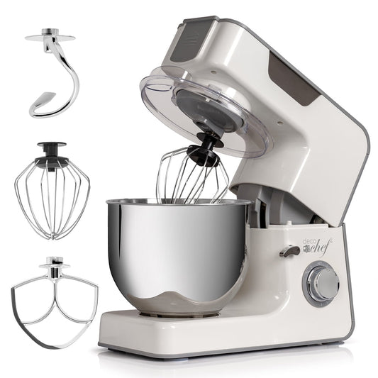 Restored Deco Chef STMIX01WHT 5.5 QT Kitchen Stand Mixer, 550W 8Speed Motor includes 3 Mixing Attachments (Refurbished)