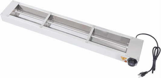 36" Electric Strip Heater 600W Commercial Grade in-frared Food Warmer 110V Pass-Through Stations Heating Overhead Food Warmer for Catering Buffet Restaurant Silver (36 Inch)