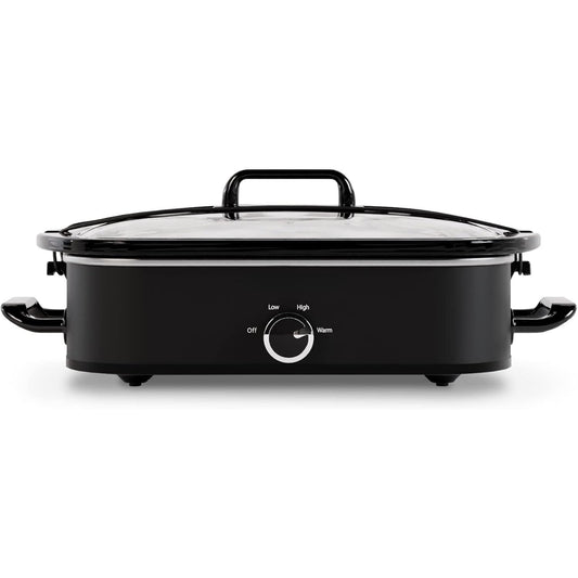 4-Quart Slow Cooker with Casserole Manual Warm Setting - Perfect Kitchen Small Appliance for Family Dinners, Dishwasher Safe Crock, Black New