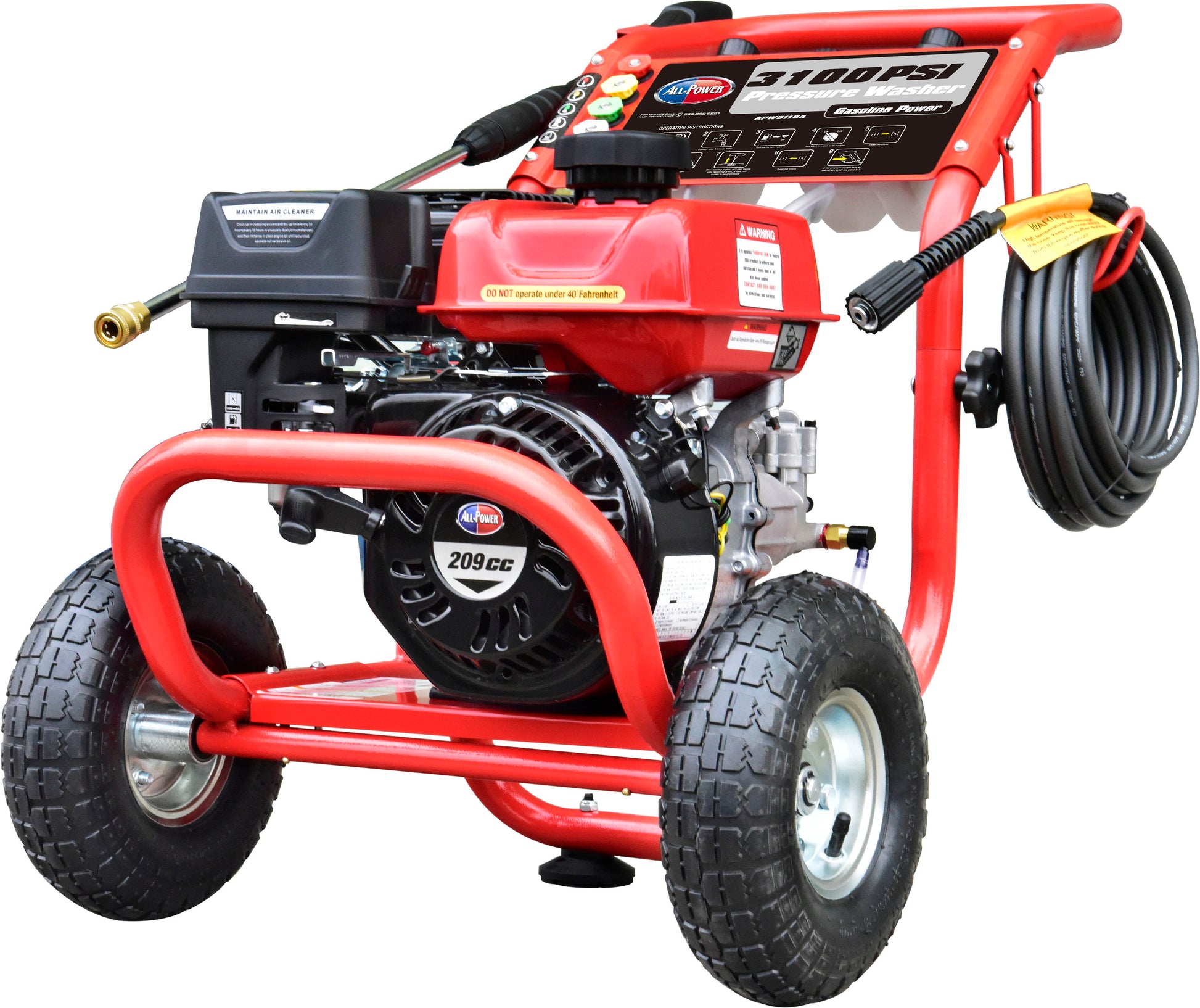 All Power APW5118A 3200 PSI Cold Water Gas Pressure Washer with 5 Spray Tips APW5118A