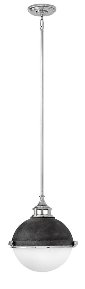 Hinkley Fletcher 2 -Light Aged Zinc with Polished Nickel accent Traditional Opal glass Globe Medium Hanging Pendant light 3661559