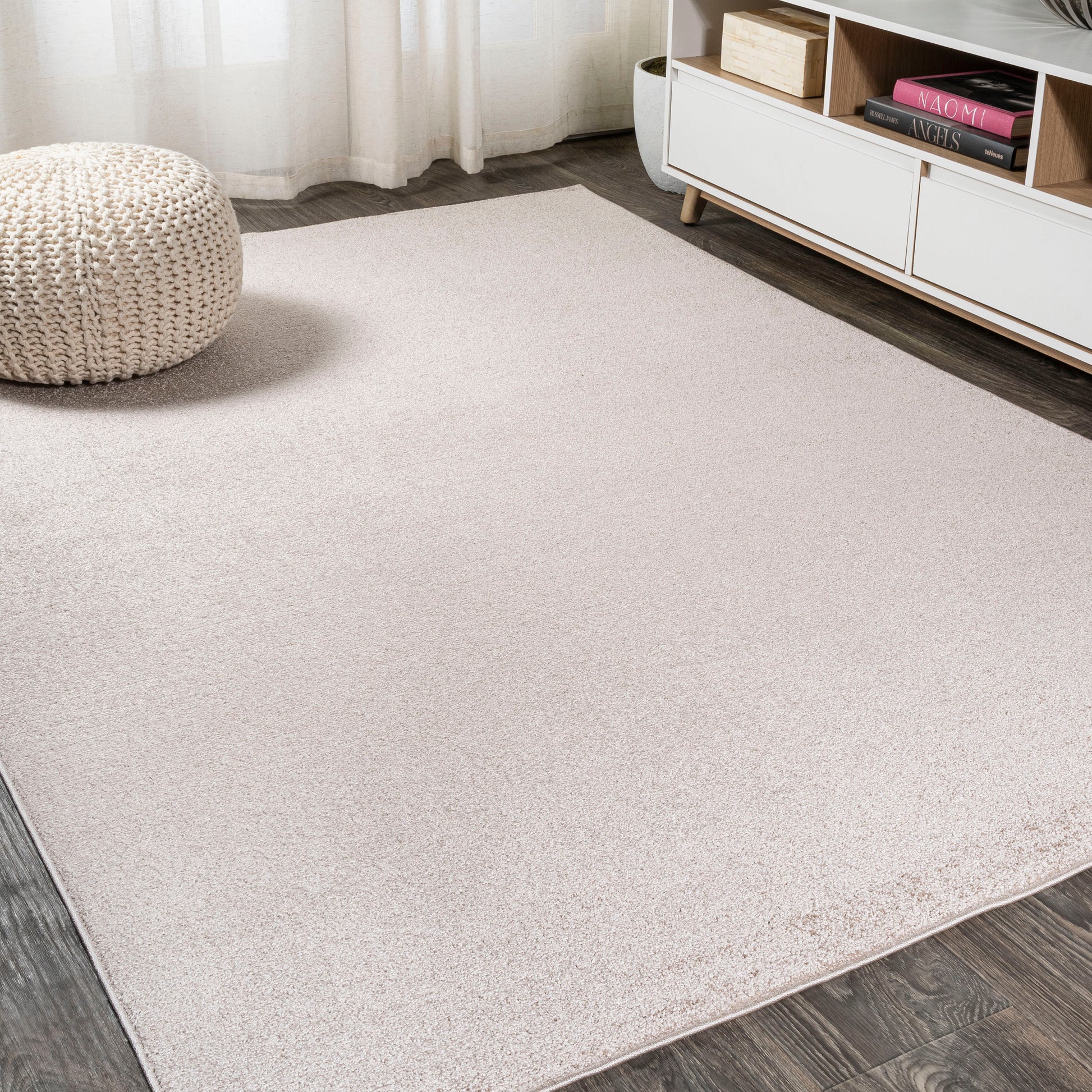 JONATHAN  Y SUPERSOFT Haze 12 x 15 (ft) Loomed Beige Rectangular Indoor Solid Coastal Pet Friendly Area rug