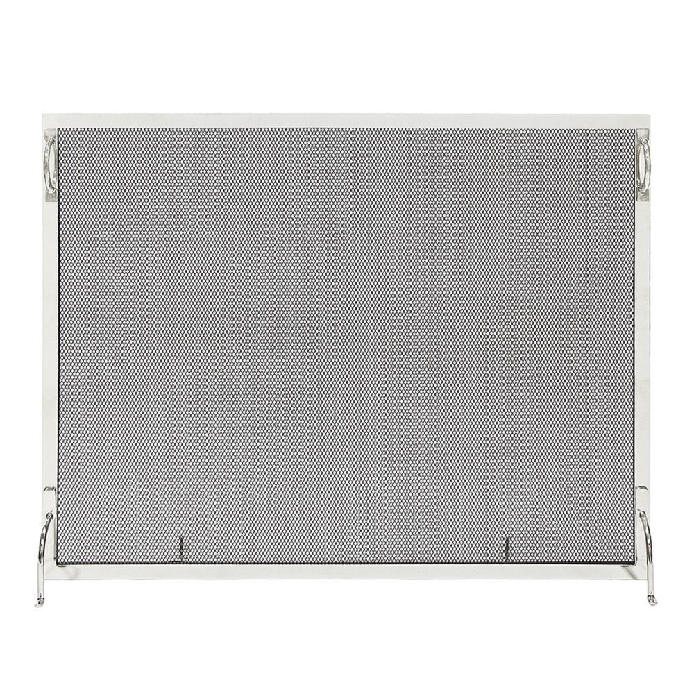 Minuteman International 8-in Polished Nickel Iron 1-Panel Flat Fireplace Screen SSM-3830NP