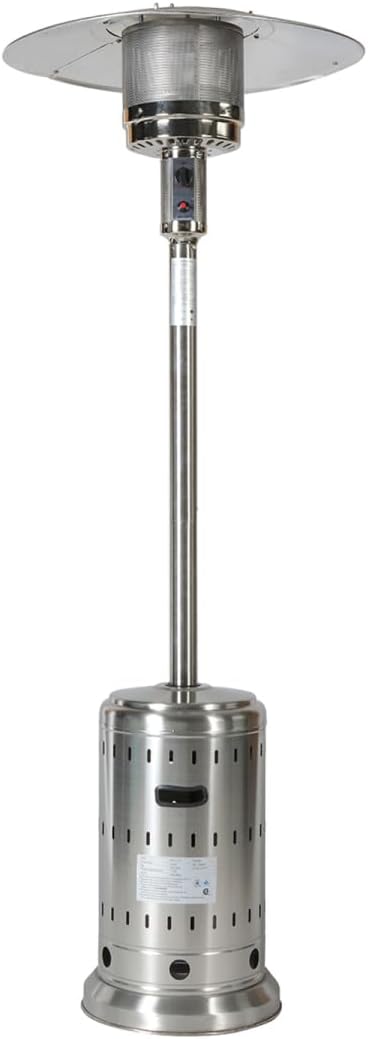Outdoor 48,000 BTU Outdoor Propane Patio Heater with Wheels and Cover, Stainless Steel Burner for outdoor use, Triple Protection System, Garden Commercial Residential