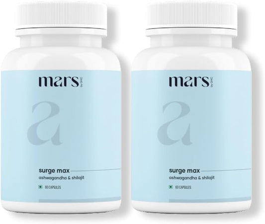 Mars Surgemax Natural Capsules with Shilajit & Safed Musli | Supports Energy, Strength & Immunity | for Active Lifestyle | 120 Capsules | Pack of 2