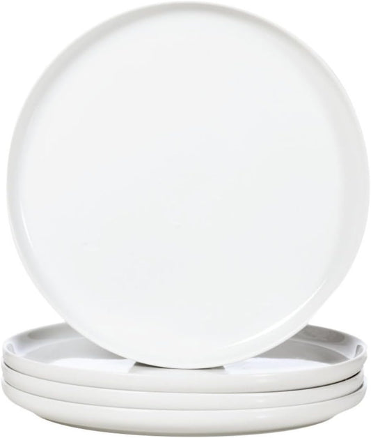 WishDeco White Dinner Plates Set of 4, Ceramic Dining Plates 10.5 inch, Large Salad Plate, Porcelain Kitchen Plate for Pizza, Steak, Microwave and Dishwasher Safe