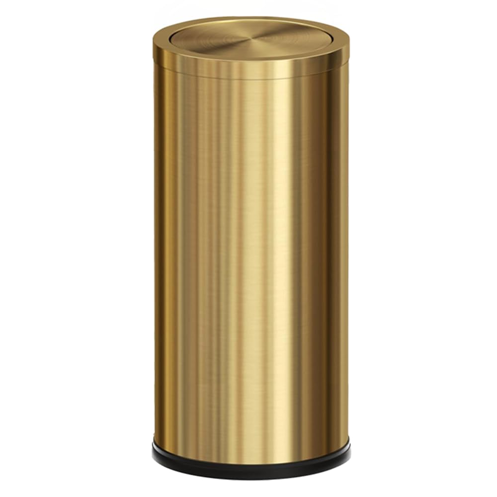 LEASYLIFE 30L\/8GAL Gold Brass Kitchen Trash Can,Tall Commercial Garbage can，Large Capacity FILP lid Trash can for Kitchen,Shopping mall,Elevator gate,Airport, Hotel,Commercial (Gold)
