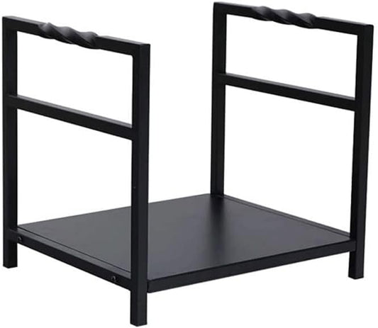 Iron Firewood Rack With Tool Holder, Heavy Duty Indoor & Outdoor Fireplace Log Storage Organizer