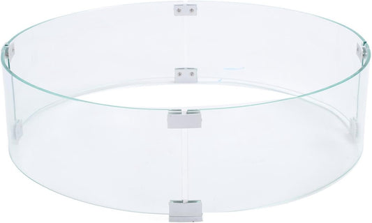 Vikye Round Glass Fire Pit Wind Guard with Polishing Edges, Tempered Glass Mystical/Fantasy, 650mm Diameter, Modern Design for Garden Gathering