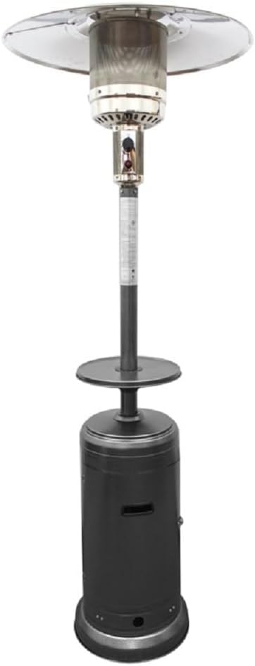 Maykoosh Rococo Radiance Outdoor Patio Heater, 33" Shield, 48,000 BTUs, Hammered Silver, Wheels, Table, Safety Features