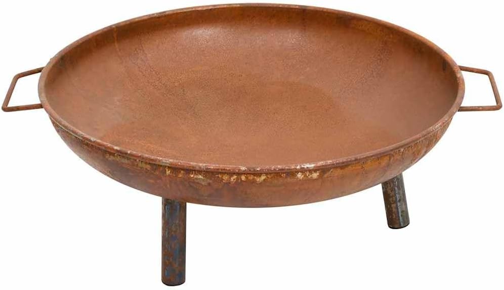 Fire Pit Steel Outdoor Fire Pit with Large Bowl and Handles for Garden Patio Warmth 26.6"x22.8"x8.9" Steel