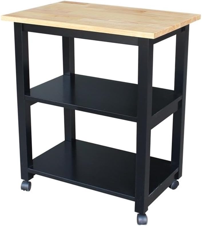 International Concepts Microwave Cart, Black\/Natural