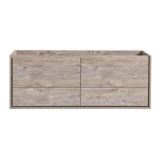 Fresca Catania 60-in Rustic Natural Wood Floating Bathroom Vanity Base Cabinet without Top