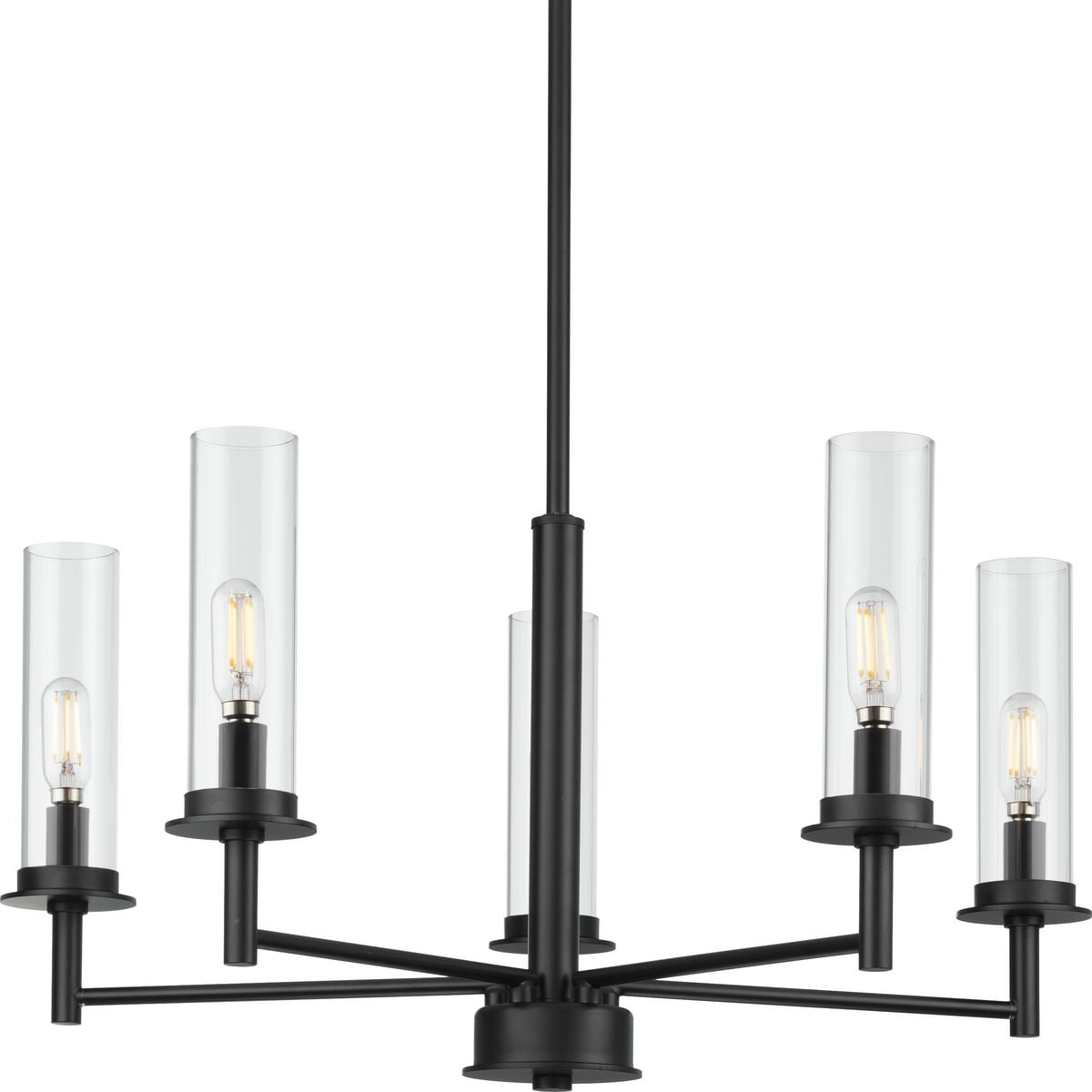 Progress Lighting Kellwyn 5 -Light Matte Black Traditional For Use in Bedrooms, Dining Rooms, Foyers, Kitchens, Living Rooms Chandelier 3725387
