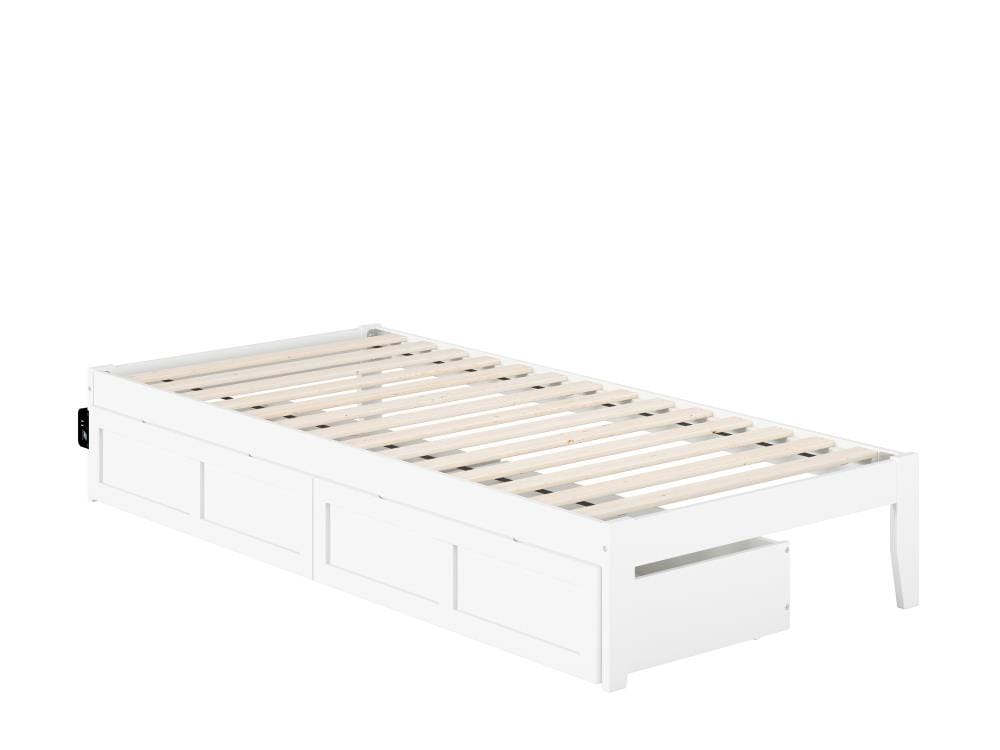 AFI Furnishings Twin extra long White Wood Storage Platform Bed