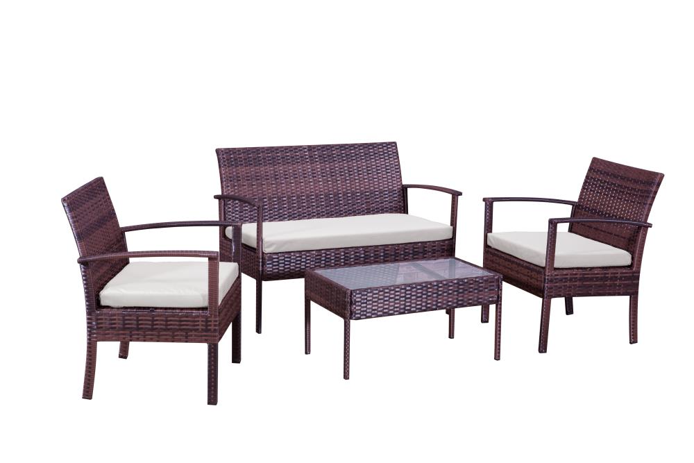 Kumo Wicker Outdoor Sofa Off-white Cushion(S) and Steel Frame