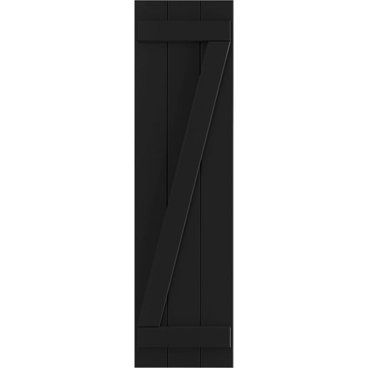 Ekena Millwork 16.125-in W x 56-in H Black Board and batten Z-bar Exterior Shutters ( 2 -Pack )
