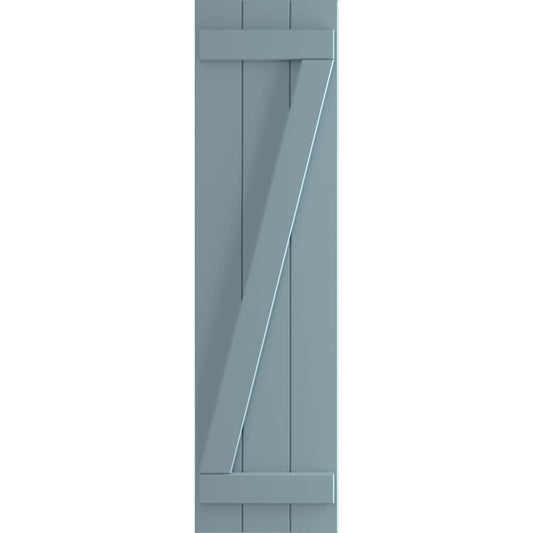 Ekena Millwork 16.125-in W x 57-in H Peaceful Blue Board and batten Z-bar Exterior Shutters ( 2 -Pack )