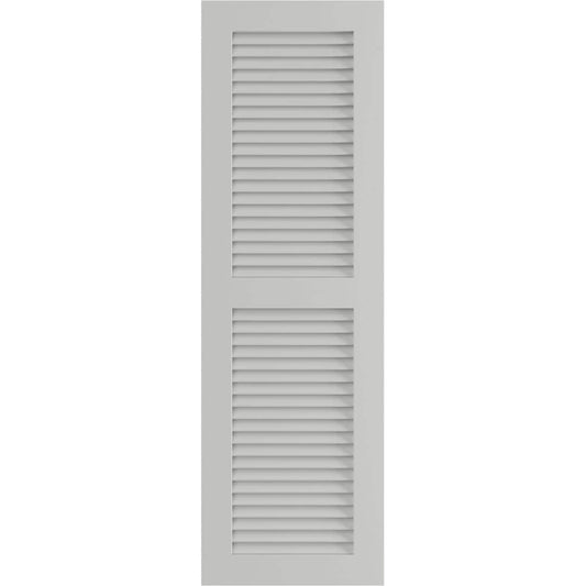 Ekena Millwork 18-in W x 78-in H Hailstorm Gray Louvered Exterior Shutters ( 2 -Pack )