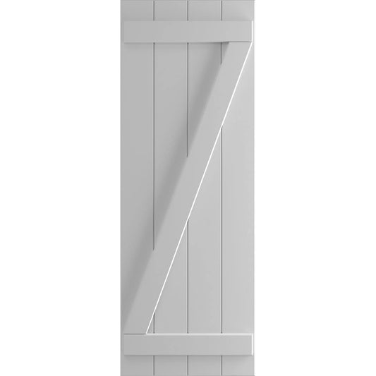 Ekena Millwork 21.5-in W x 35-in H Primed Paintable/Stainable Board and batten Z-bar Exterior Shutters ( 2 -Pack )